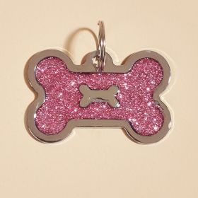 Metal Pet ID Tags With Pink Bone Shape For Dogs & Cats